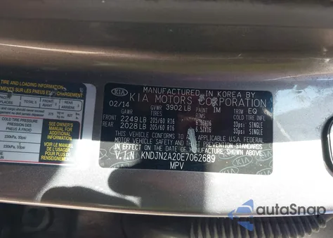 2014 Kia Soul from USA, damaged, VIN KNDJN2A20E7062689